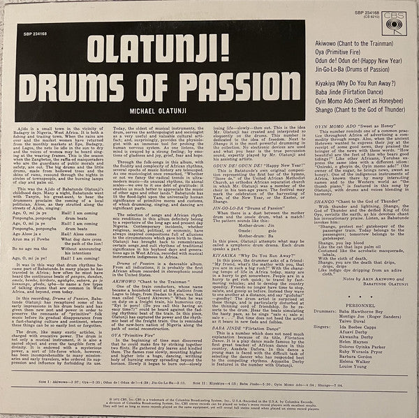 Olatunji!* : Drums Of Passion (LP, Album, RE, Ora)