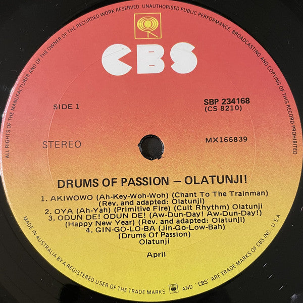 Olatunji!* : Drums Of Passion (LP, Album, RE, Ora)