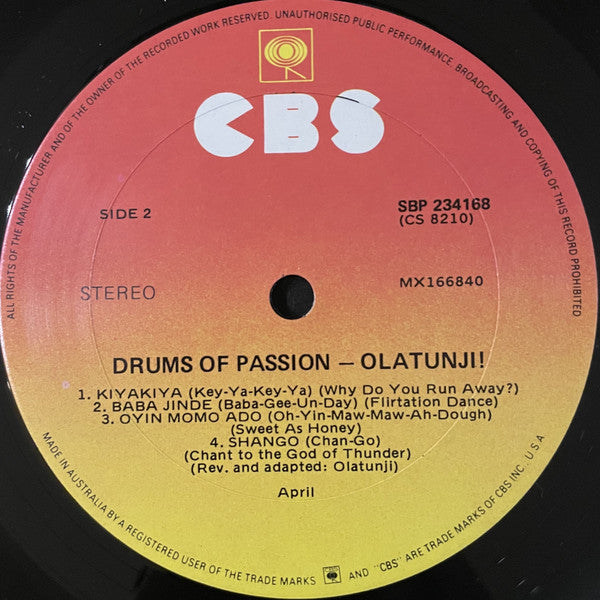 Olatunji!* : Drums Of Passion (LP, Album, RE, Ora)